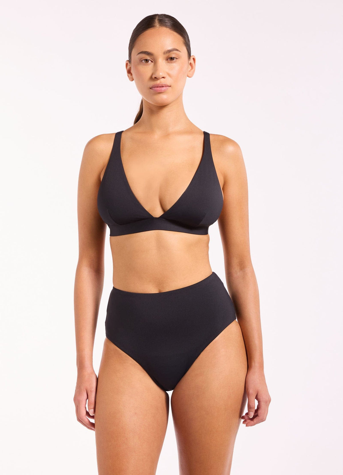 Jets Jets Jetset Smooth Longline Triangle Bikini Top - Black Jets Jetset Smooth Longline Triangle Bikini Top - Black Splash Swimwear Bikini Tops