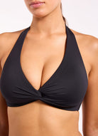 Jets Jets Jetset Smooth Twist Front Halter Bikini Top J40876D-DD Jets Jetset Smooth Twist Front Halter Bikini Top Splash Swimwear Bikini Tops Black / 8 9360519294064