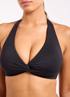 Jets Jets Jetset Smooth Twist Front Halter Bikini Top J40876D-DD Jets Jetset Smooth Twist Front Halter Bikini Top Splash Swimwear Bikini Tops Black / 8 9360519294064