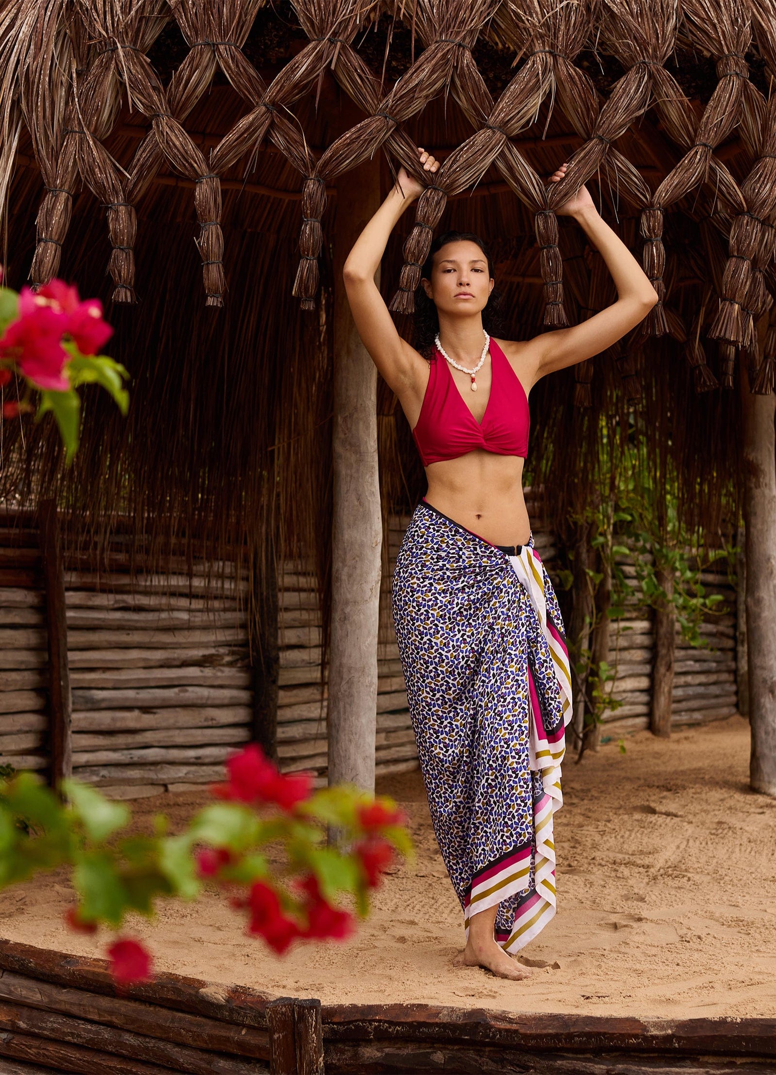 JETS Jets Kaleidoscope Long Sarong J61549-Berry-O/S-BERRY-O-S Jets Kaleidoscope Long Sarong Splash Swimwear Overswim Berry / O/S 9360519259520
