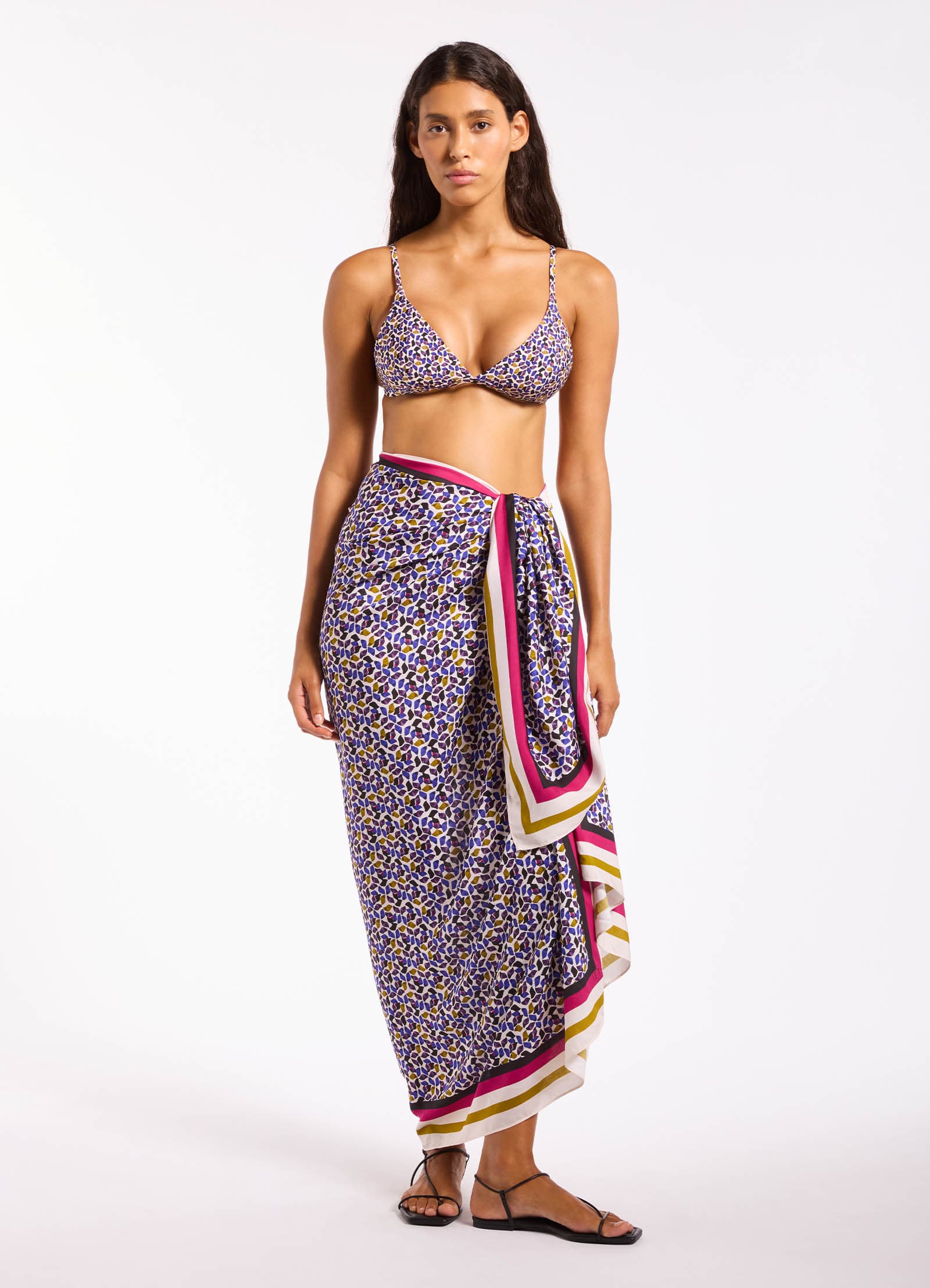 JETS Jets Kaleidoscope Long Sarong J61549-Berry-O/S-BERRY-O-S Jets Kaleidoscope Long Sarong Splash Swimwear Overswim Berry / O/S 9360519259520