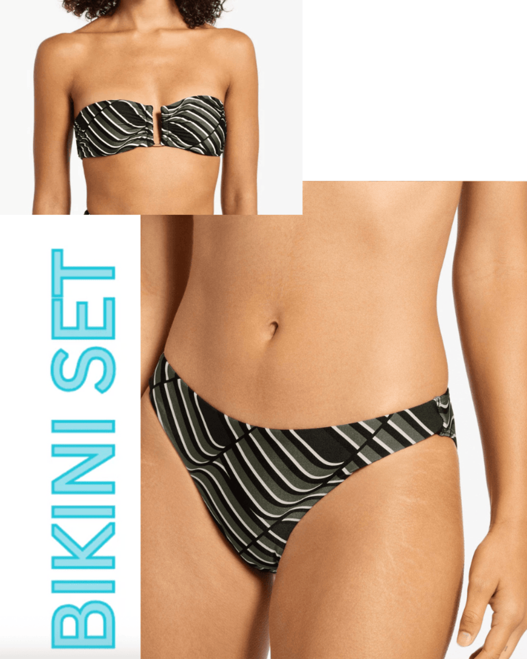 Jets Jets Mirage U/Trim Bandeau Top & Hipster Pant Bikini Set - Cacti Jets Mirage U/Trim Bandeau Top & Hipster Pant Bikini Set - Cacti Splash Swimwear Bikini Set