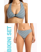 Jets Jets Onda Halter Tie Top & Full Coverage Pant - Poolside Jets Onda Halter Tie Top & Full Coverage Pant - Poolside Splash Swimwear Bikini Set AU14/US10