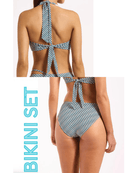 Jets Jets Onda Halter Tie Top & Full Coverage Pant - Poolside Jets Onda Halter Tie Top & Full Coverage Pant - Poolside Splash Swimwear Bikini Set AU14/US10