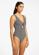 Jets Jets Spring Geo Plunge One Piece  - Black Jets Spring Geo Plunge One Piece  - Black Splash Swimwear Womens Swimwear