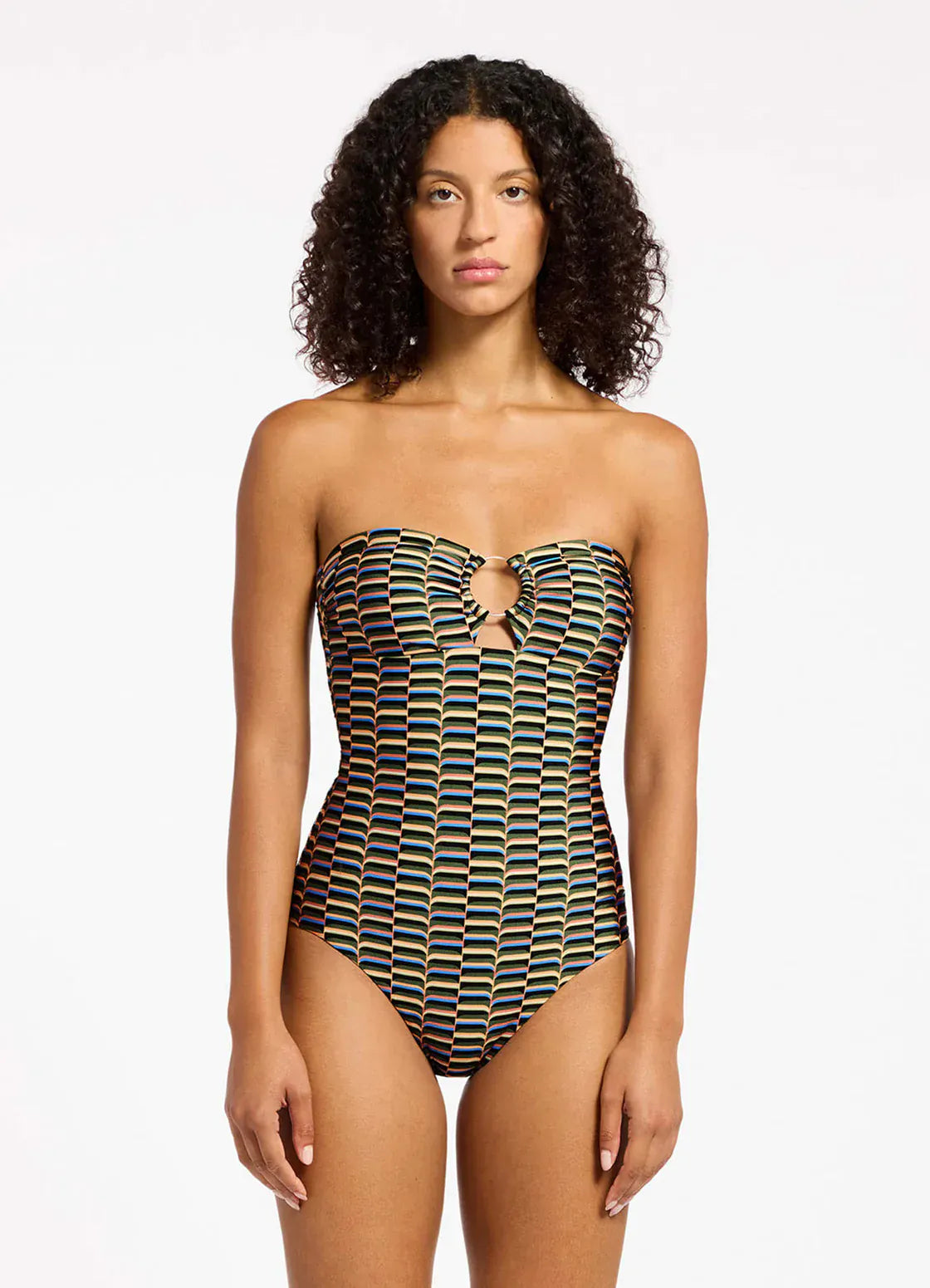 Jets Jets Urban Geo Bandeau One Piece - Cacti Jets Urban Geo Bandeau One Piece - Cacti Splash Swimwear Womens Swimwear