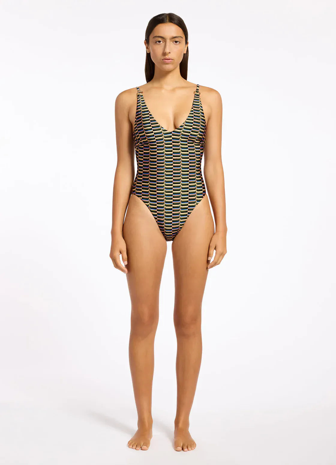 Jets Jets Urban Geo Multifit Plunge One Piece - Cacti Jets Urban Geo Multifit Plunge One Piece - Cacti Splash Swimwear Womens Swimwear