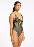 Jets Jets Urban Geo Multifit Plunge One Piece - Cacti Jets Urban Geo Multifit Plunge One Piece - Cacti Splash Swimwear Womens Swimwear