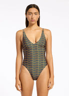 Jets Jets Urban Geo Multifit Plunge One Piece - Cacti Jets Urban Geo Multifit Plunge One Piece - Cacti Splash Swimwear Womens Swimwear