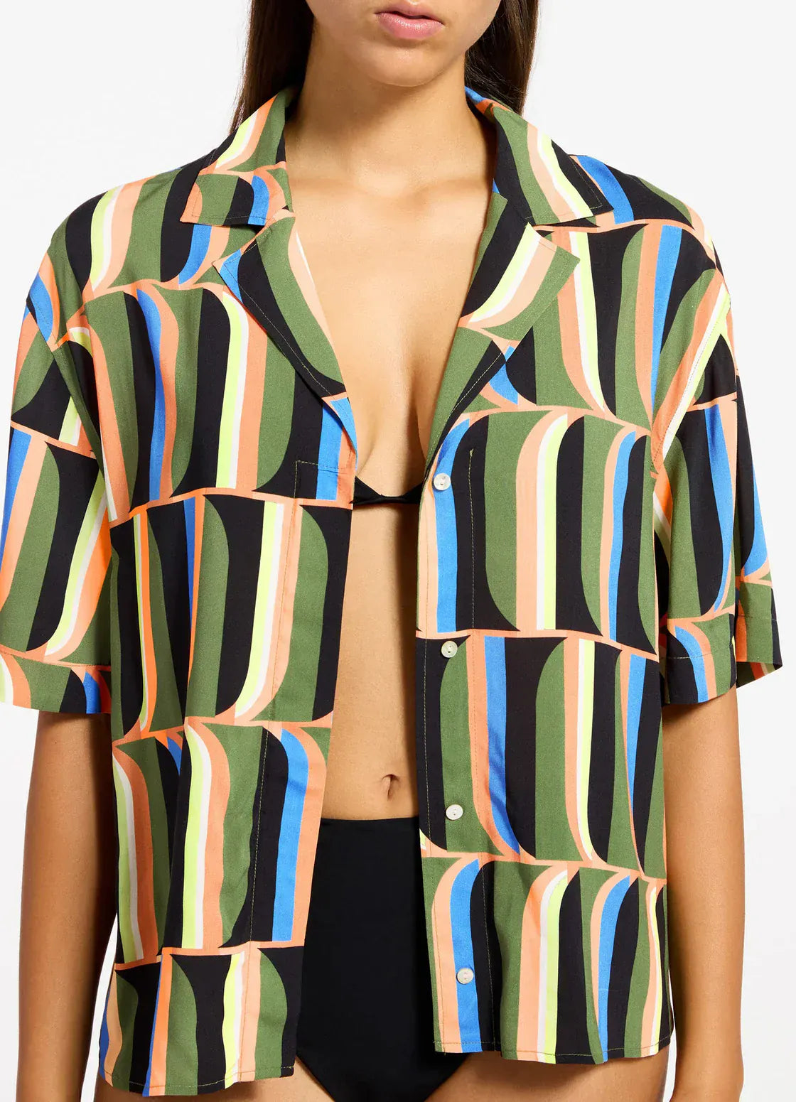 Jets Jets Urban Geo Short Sleeve Shirt - Cacti Jets Urban Geo Short Sleeve Shirt - Cacti Splash Swimwear Womens Swimwear