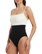 Jets Jets Versa Rib Minimal Tank One Piece - Black/ Cream Jets Versa Rib Minimal Tank One Piece - Black/ Cream Splash Swimwear One Pieces