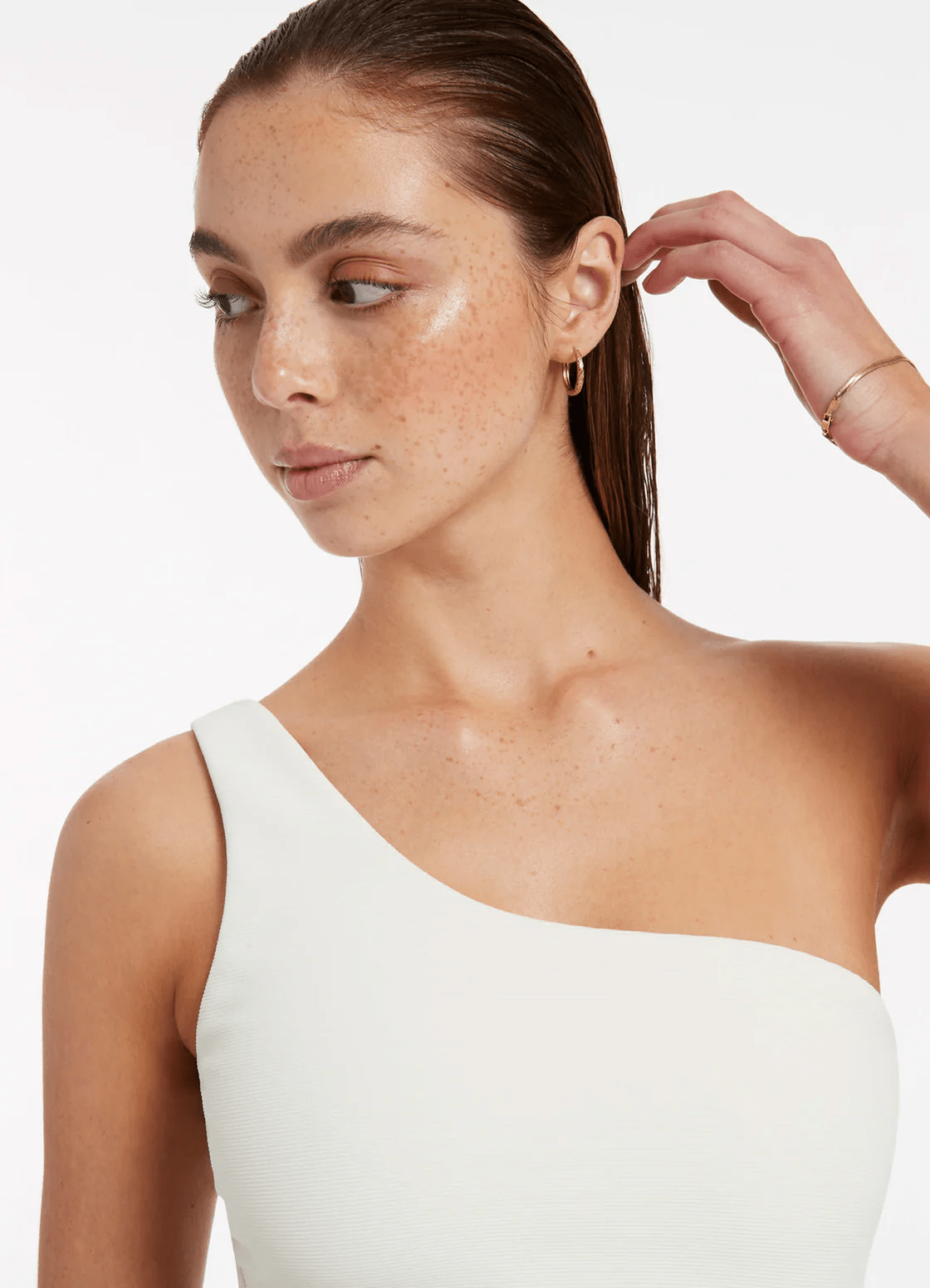 Jets Jets Versa Rib One Shoulder One Piece- Black/Cream Jets Versa Rib One Shoulder One Piece- Black/Cream Splash Swimwear Womens Swimwear