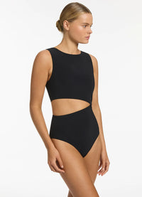 Jets Jetset Cut Out Tank One Piece - Black Splash Swimwear One Pieces