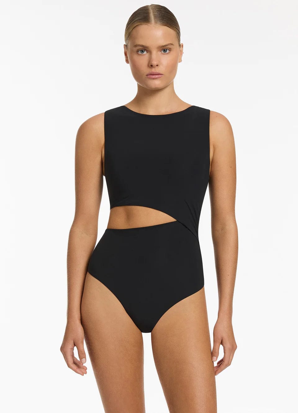 Jets Jetset Cut Out Tank One Piece - Black Splash Swimwear One Pieces