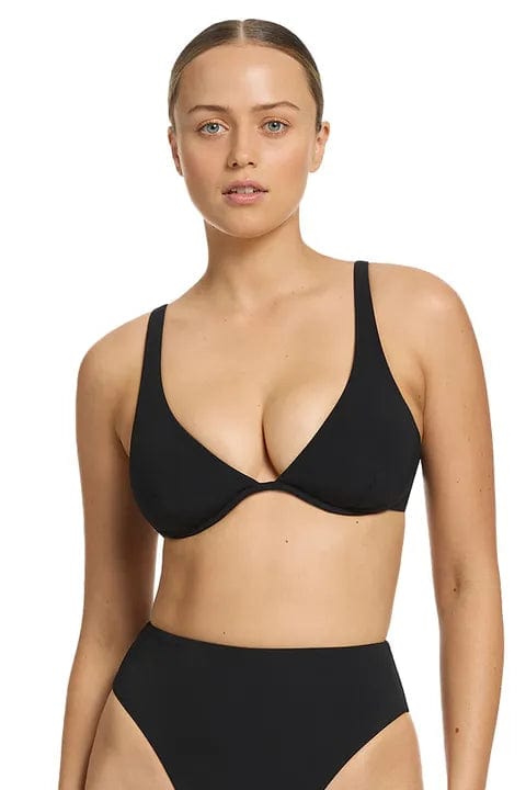 Jets Jetset D/DD Underwire Tri Top - Black Splash Swimwear Bikini Tops