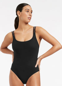 Jets Jetset Double Strap One Piece - Black J10881 Splash Swimwear One Pieces Black / 8 9349623994688