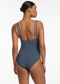 Jets Jetset Double Strap One Piece - Steel Blue Splash Swimwear One Pieces