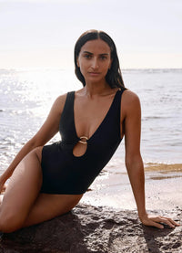 Jets Jetset Lien Plunge One Piece - Black Jetset Lien Plunge One Piece - Black Splash Swimwear One Pieces