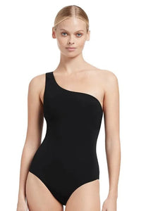 Jets Jetset One Shoulder One Piece J10772 Jets Jetset One Shoulder One Piece Splash Swimwear One Pieces Black / 10 9349623943754