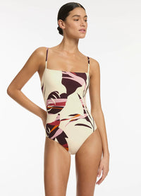 Jets Shadow Palm Minimal Tank One Piece - Port Splash Swimwear Swimwear