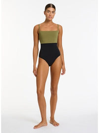 Jets One Pieces Versa Rib Minimal Tank One Piece - Black/ Moss Jets Versa Rib Minimal Tank One Piece - Black/ Moss