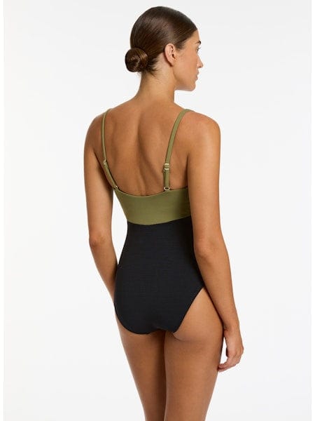 Jets One Pieces Versa Rib Minimal Tank One Piece - Black/ Moss Jets Versa Rib Minimal Tank One Piece - Black/ Moss