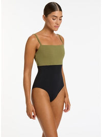 Jets One Pieces Versa Rib Minimal Tank One Piece - Black/ Moss Jets Versa Rib Minimal Tank One Piece - Black/ Moss