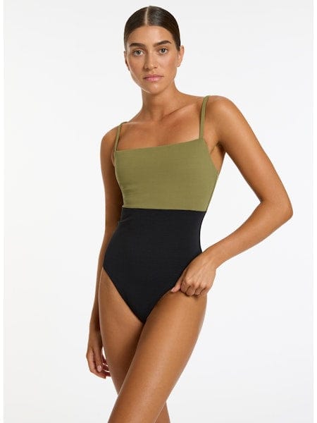 Jets One Pieces Versa Rib Minimal Tank One Piece - Black/ Moss Jets Versa Rib Minimal Tank One Piece - Black/ Moss