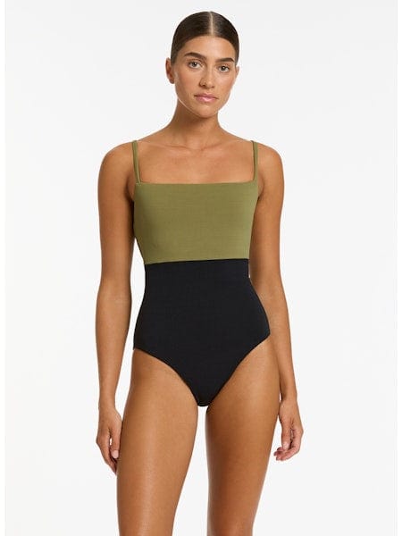 Jets One Pieces Versa Rib Minimal Tank One Piece - Black/ Moss Jets Versa Rib Minimal Tank One Piece - Black/ Moss