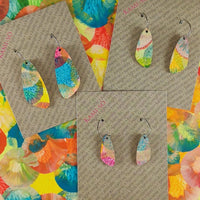 Kami-So SOV230030A Bright Multicolour Oval Recycled Paper Earrings - Large