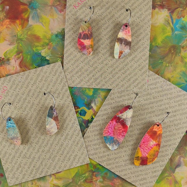 Kami-So Multicolour 2 Oval Recycled Paper Earrings - Large