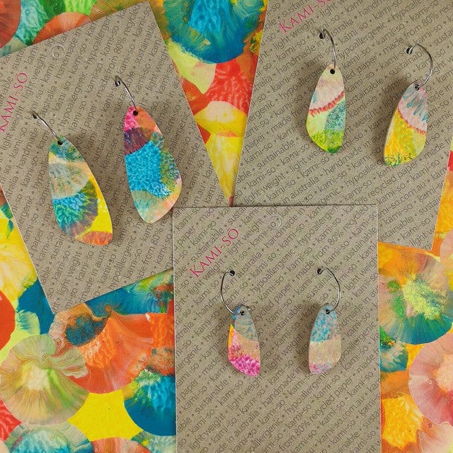 Kami-So Oval Recycled Paper Earrings - Medium SOV230030B Splash Swimwear Bright Multicolour 1000018368