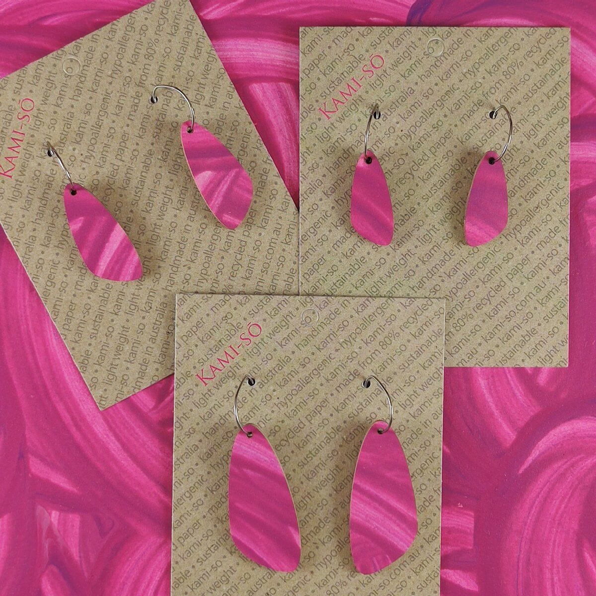 Kami-So Oval Recycled Paper Earrings - Medium SOV230028B Kami-So Oval Recycled Paper Earrings - Medium v3 Splash Swimwear Magenta Swipe 1000020616