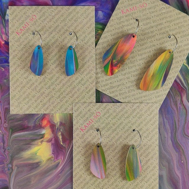 Kami-So Oval Recycled Paper Earrings - Medium SOV230025B Splash Swimwear Multicolour 1000018365