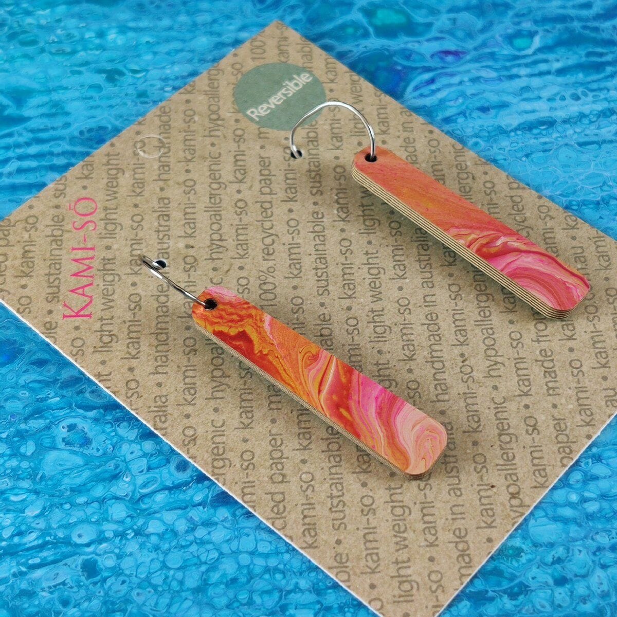 Kami-So Reversible Paddle Recycled Paper Earrings Kami-So Reversible Paddle Recycled Paper Earrings Splash Swimwear