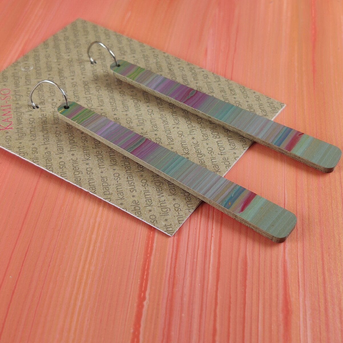 Kami-So Reversible Paddle Recycled Paper Earrings Kami-So Reversible Paddle Recycled Paper Earrings Splash Swimwear