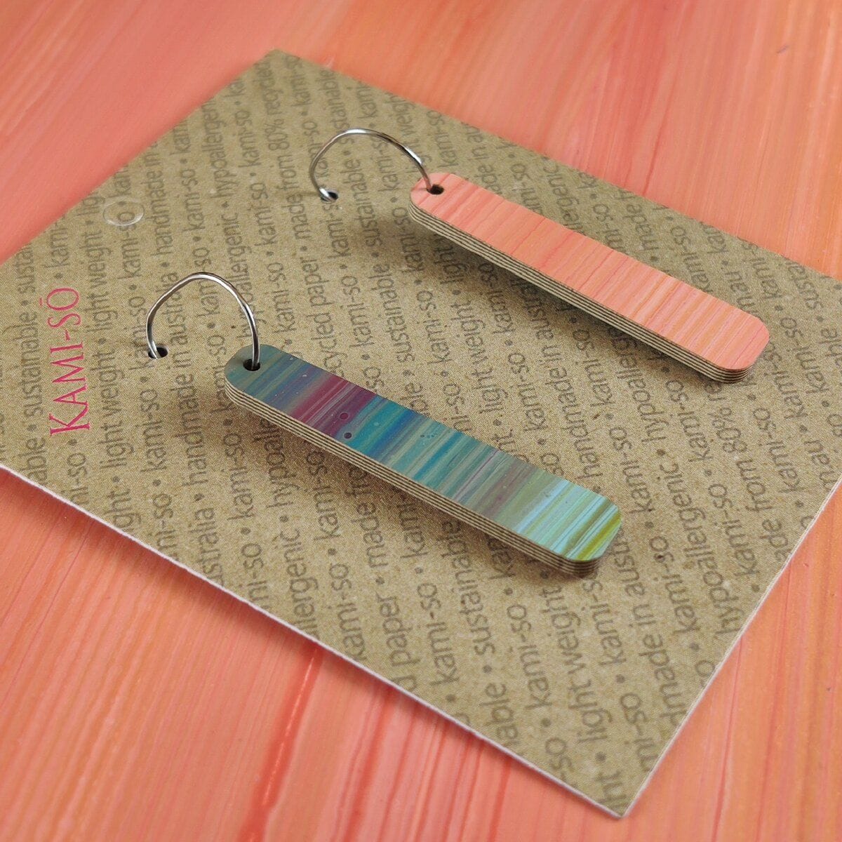 Kami-So Reversible Paddle Recycled Paper Earrings Kami-So Reversible Paddle Recycled Paper Earrings Splash Swimwear