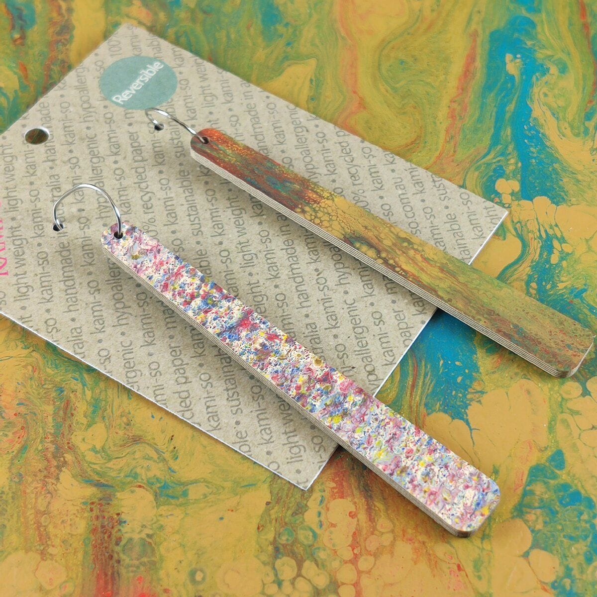 Kami-So Reversible Paddle Recycled Paper Earrings Kami-So Reversible Paddle Recycled Paper Earrings Splash Swimwear