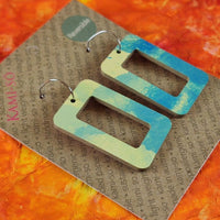 Kami-So Reversible Rectangle Hoop Recycled Paper Earrings Splash Swimwear