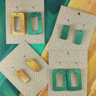 Kami-So Reversible Rectangle Hoop Recycled Paper Earrings 42455831470457 Reversible Rectangle Hoop Recycled Paper Earrings Splash Swimwear Green Swipe/Gold 1000022822