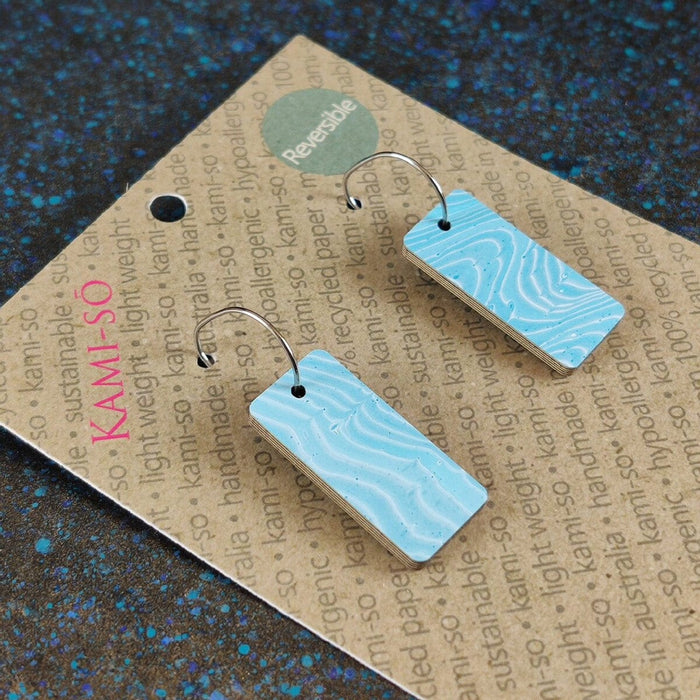 Kami-So Reversible Rectangle Recycled Paper Earrings Splash Swimwear