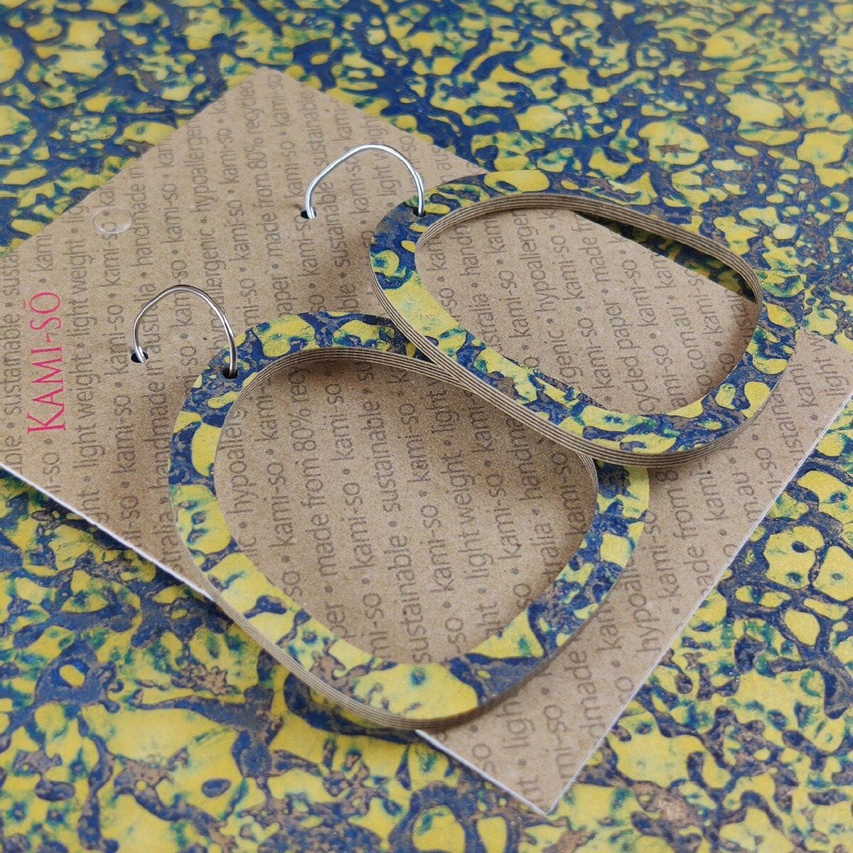 Kami-So Square Recycled Paper Earrings - Large Hoop Square Recycled Paper Earrings - Large Hoop Splash Swimwear