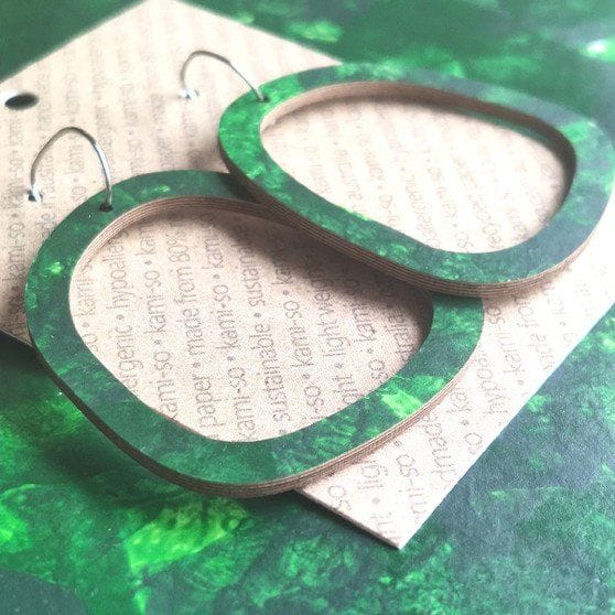 Kami-So Square Recycled Paper Earrings - Large Hoop Square Recycled Paper Earrings - Large Hoop Splash Swimwear