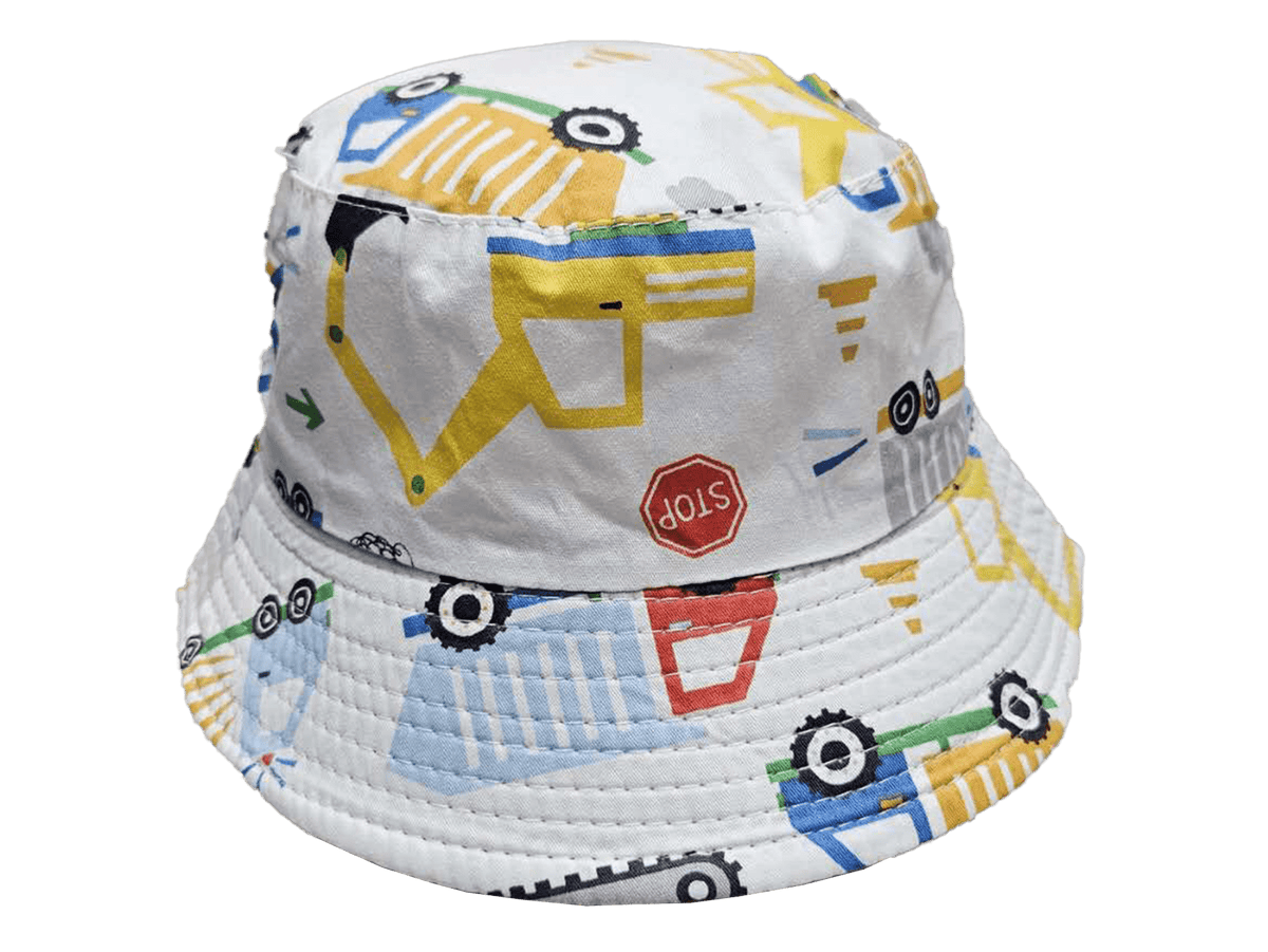 Kato Design Kids Hat - White Trucks KB414 Kids Hat - White Trucks Splash Swimwear 7038189666734