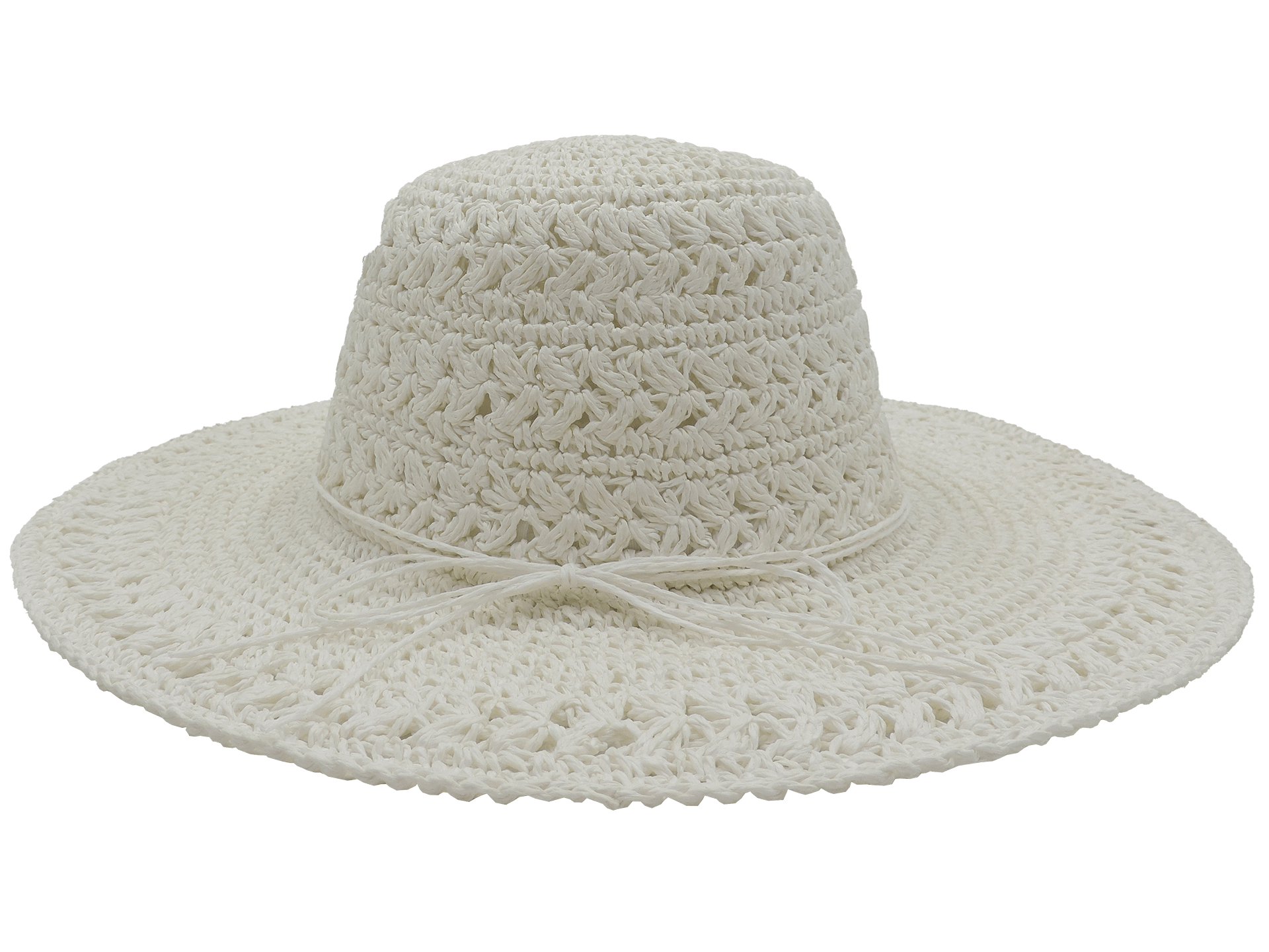 Kato Design Ladies Wide Brim Crochet Hat L2583-WHT Ladies Wide Brim Crochet Hat Splash Swimwear White