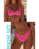 Kulani Kinis Kulani Kinis Bind Slim V Crop Bikini Top & High Leg Thong Bikini Bottom - Bubble Berry Kulani Kinis Bind Slim V Crop Bikini Top & High Leg Thong Bikini Bottom - Bubble Berry Splash Swimwear Bikini Set Small