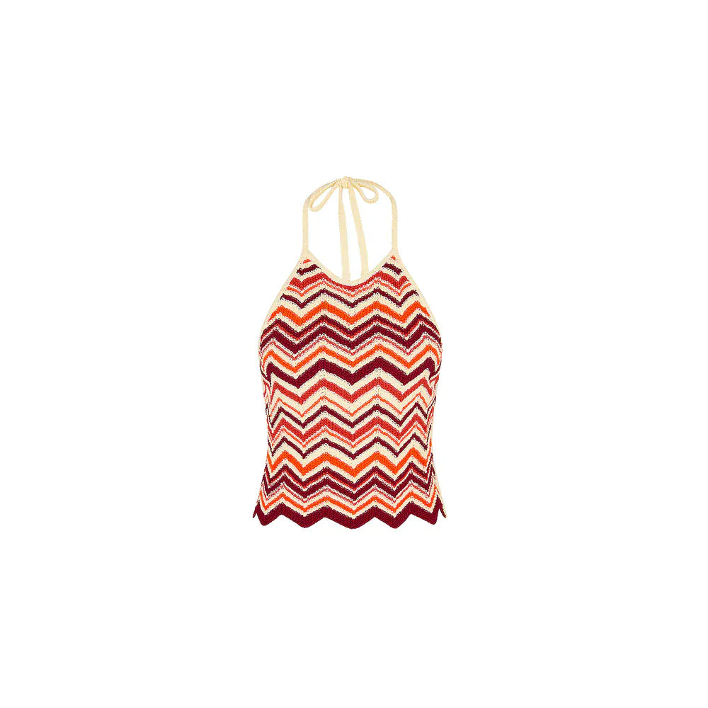 Kulani Kinis Kulani Kinis Chevron Knit Halter Crop Top - Toffee Twist Kulani Kinis Chevron Knit Halter Crop Top - Toffee Twist Splash Swimwear Clothing Top
