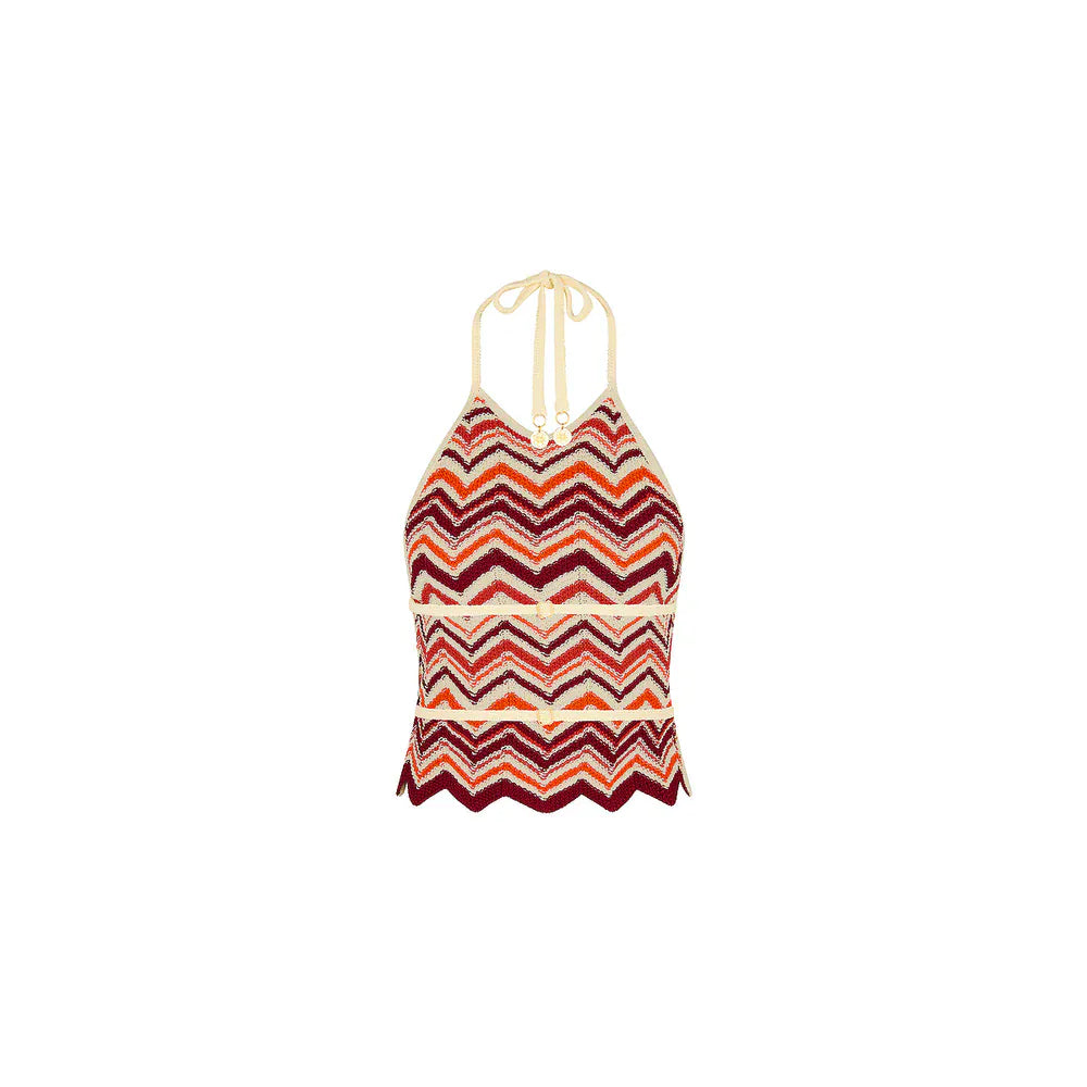 Kulani Kinis Kulani Kinis Chevron Knit Halter Crop Top - Toffee Twist Kulani Kinis Chevron Knit Halter Crop Top - Toffee Twist Splash Swimwear Clothing Top