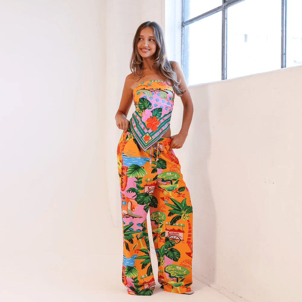 Kulani Kinis Kulani Kinis Drawstring Summer Pants - Sunlit Spritz Kulani Kinis Drawstring Summer Pants - Sunlit Spritz Splash Swimwear