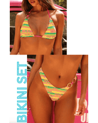 Kulani Kinis Kulani Kinis Duo Ring Halter Bikini Top & Thong Bikini Bottom - Sunshine Lover Kulani Kinis Duo Ring Halter Bikini Top & Thong Bikini Bottom - Sunshine Lover Splash Swimwear Bikini Set Small
